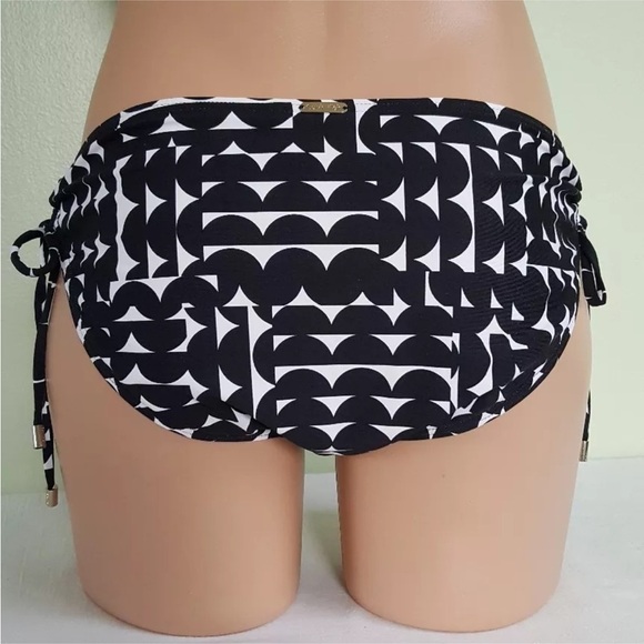 Calvin Klein Swimwear Geometric Black & White Side Tie Hipster Bikini Bottom XS - Picture 3 of 16